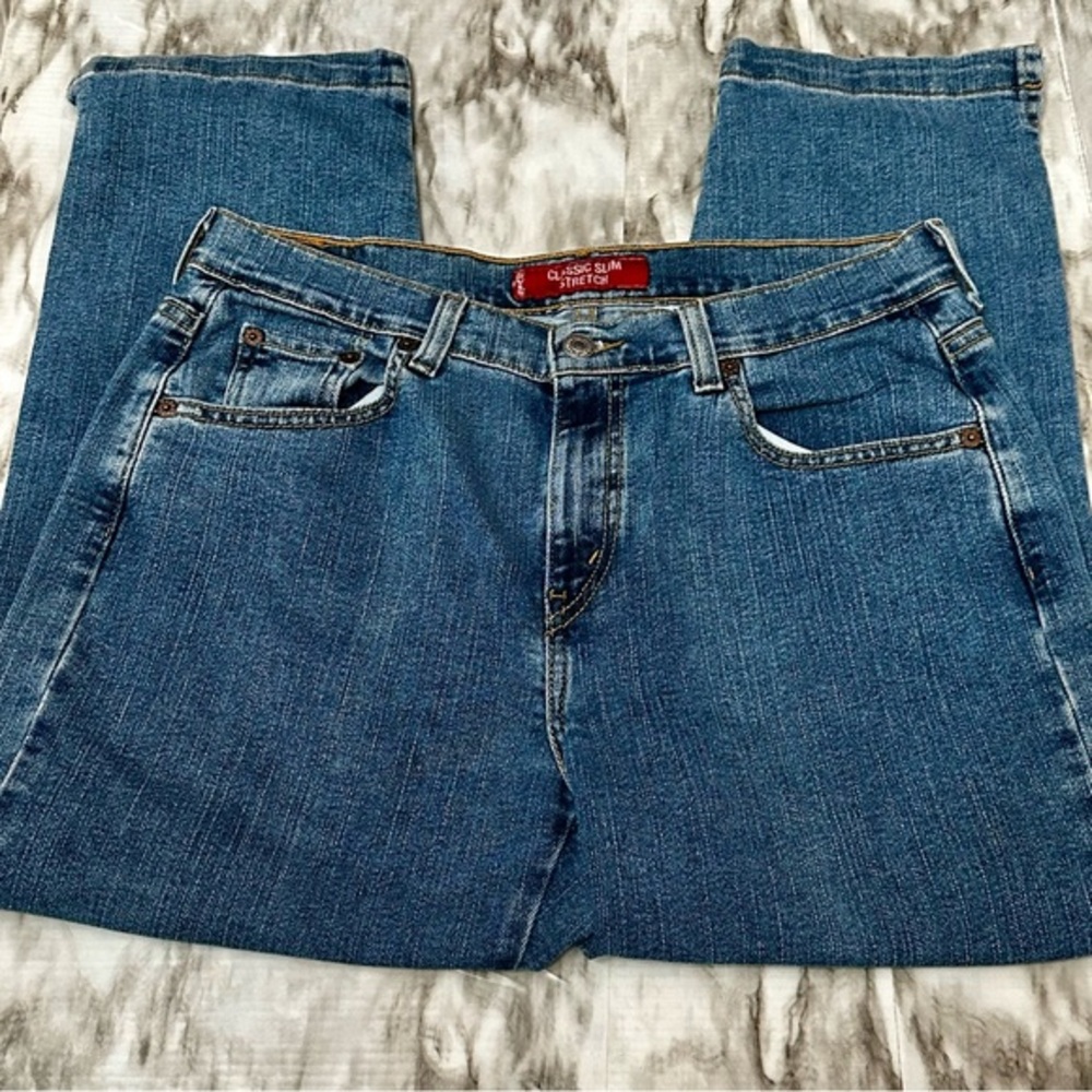 Levi's Classic Slim Stretch Fit Denim Blue Jeans Cropped Casual Style Vintage